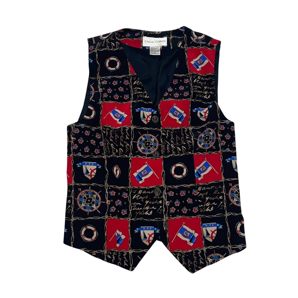 Casual Corner Nautical Vest - Red and Blue